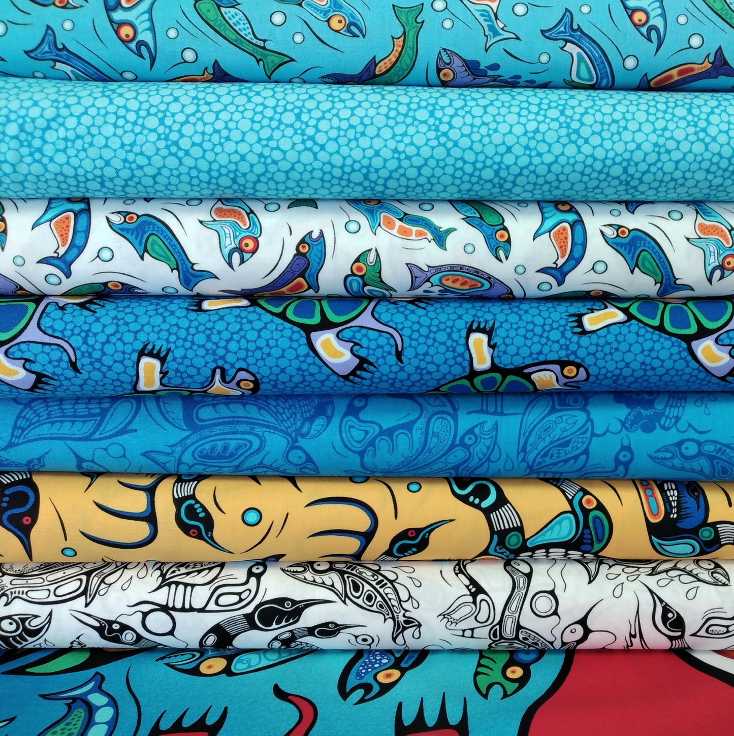 Sacred Earth by Mark Anthony Jacobson Colour: 27112-42 Pebbles Light Blue 1/2yd (18")