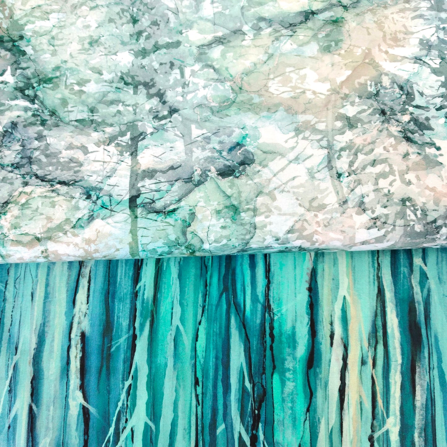 "Cedarcrest Falls - Light Trees" BY NORTHCOTT FABRICS COLOUR: DP26909-62 Light Teal (Copy)