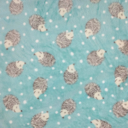 Whisper Hedgehog Teal Minky Printed Double Sided 3 Colour Ways