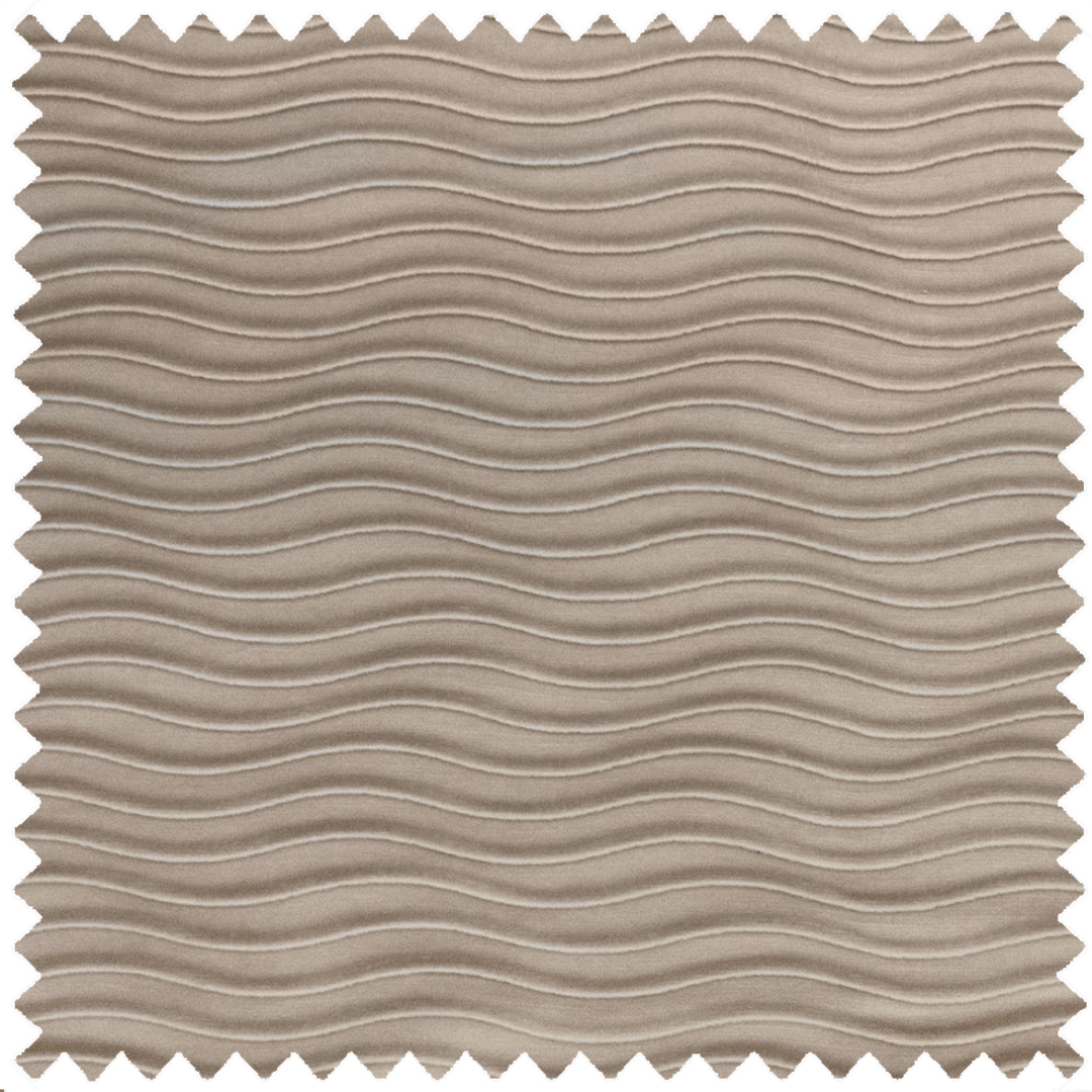 mini pleated velvet wave pattern upholstery fabric in soft earthy brown beige