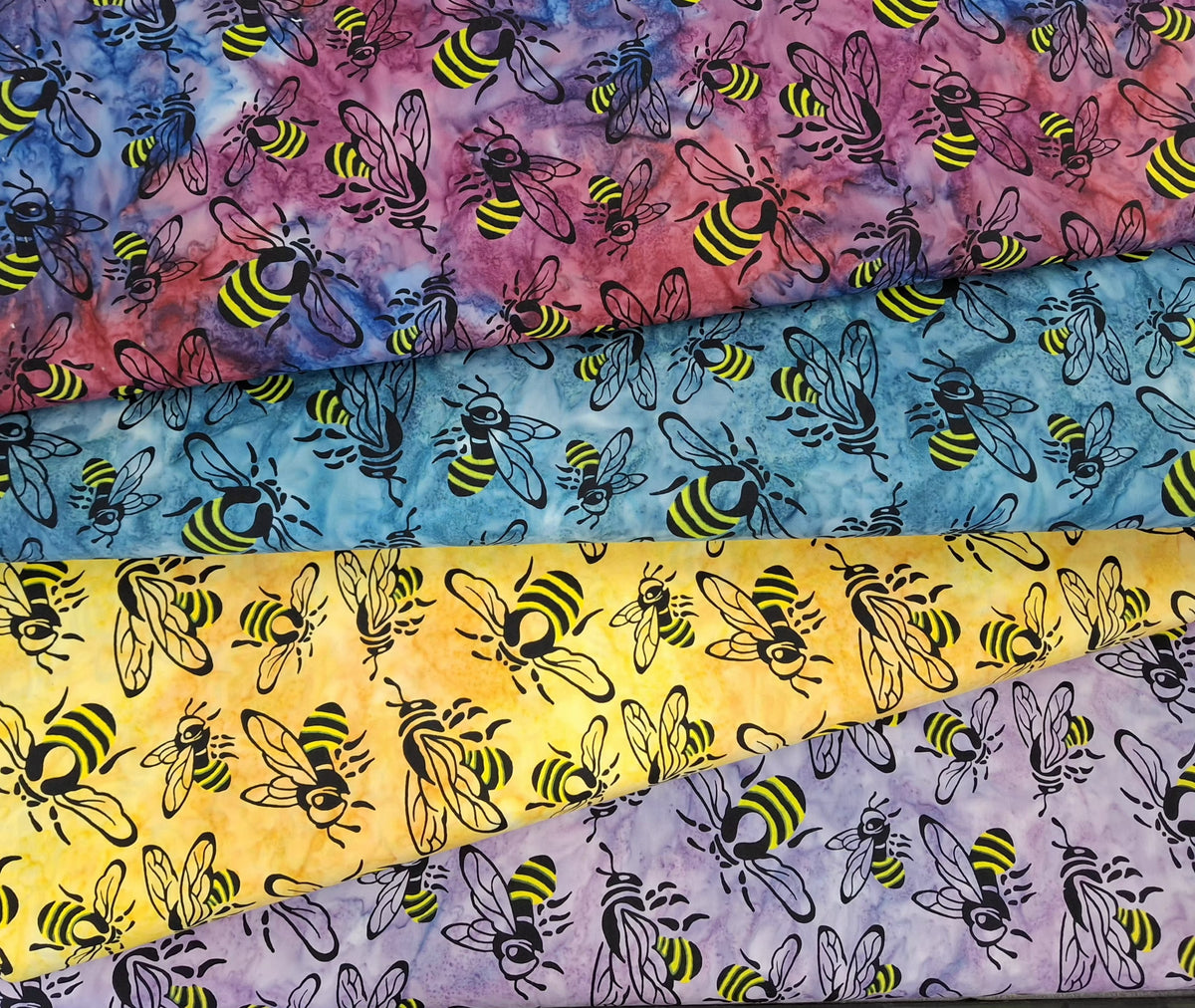 Buzzy Bee, Bees Turquoise 100% Cotton for Banyan Batiks 1/2yd Cuts