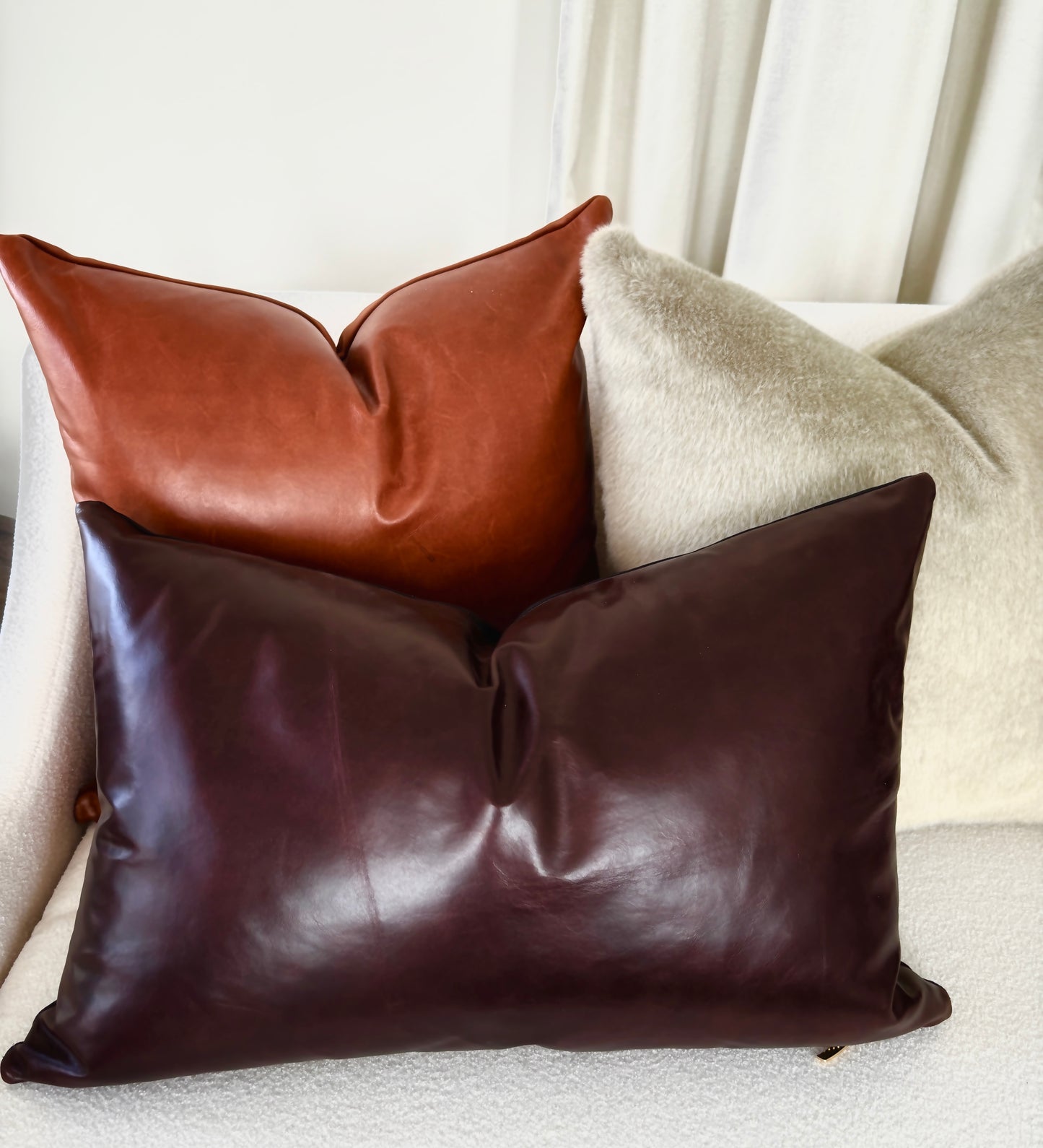 real leather pillow cover