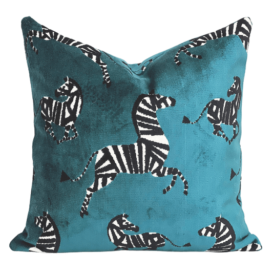 Dancing Zebra Pillow in Teal
