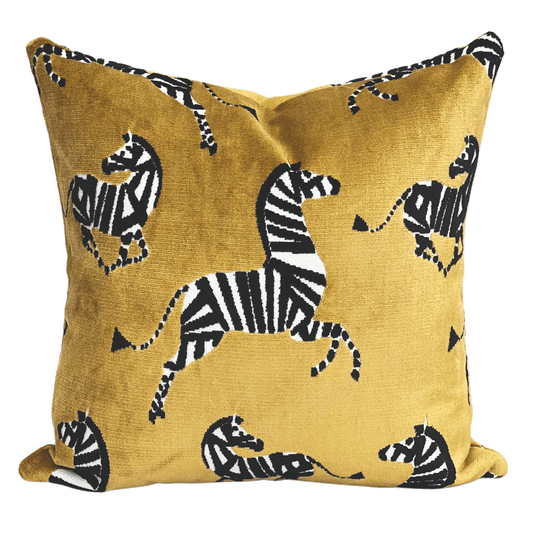 Dancing Zebra Pillow in Saffron