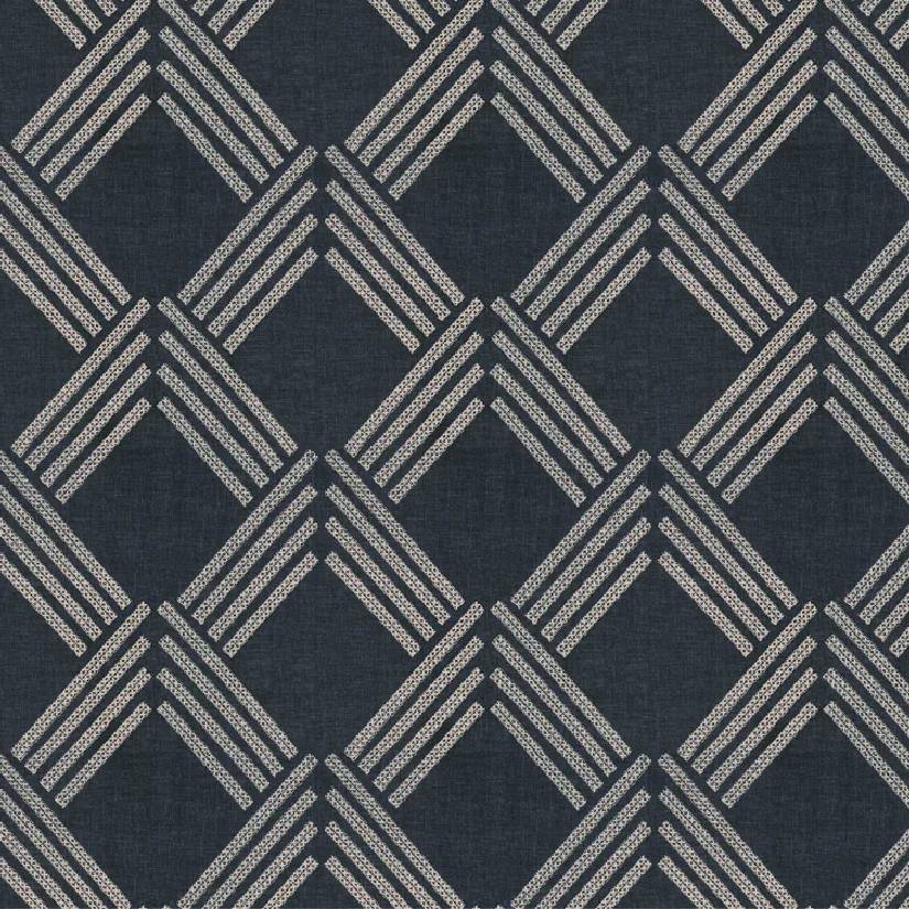 grey navy embroidered fabric swatch