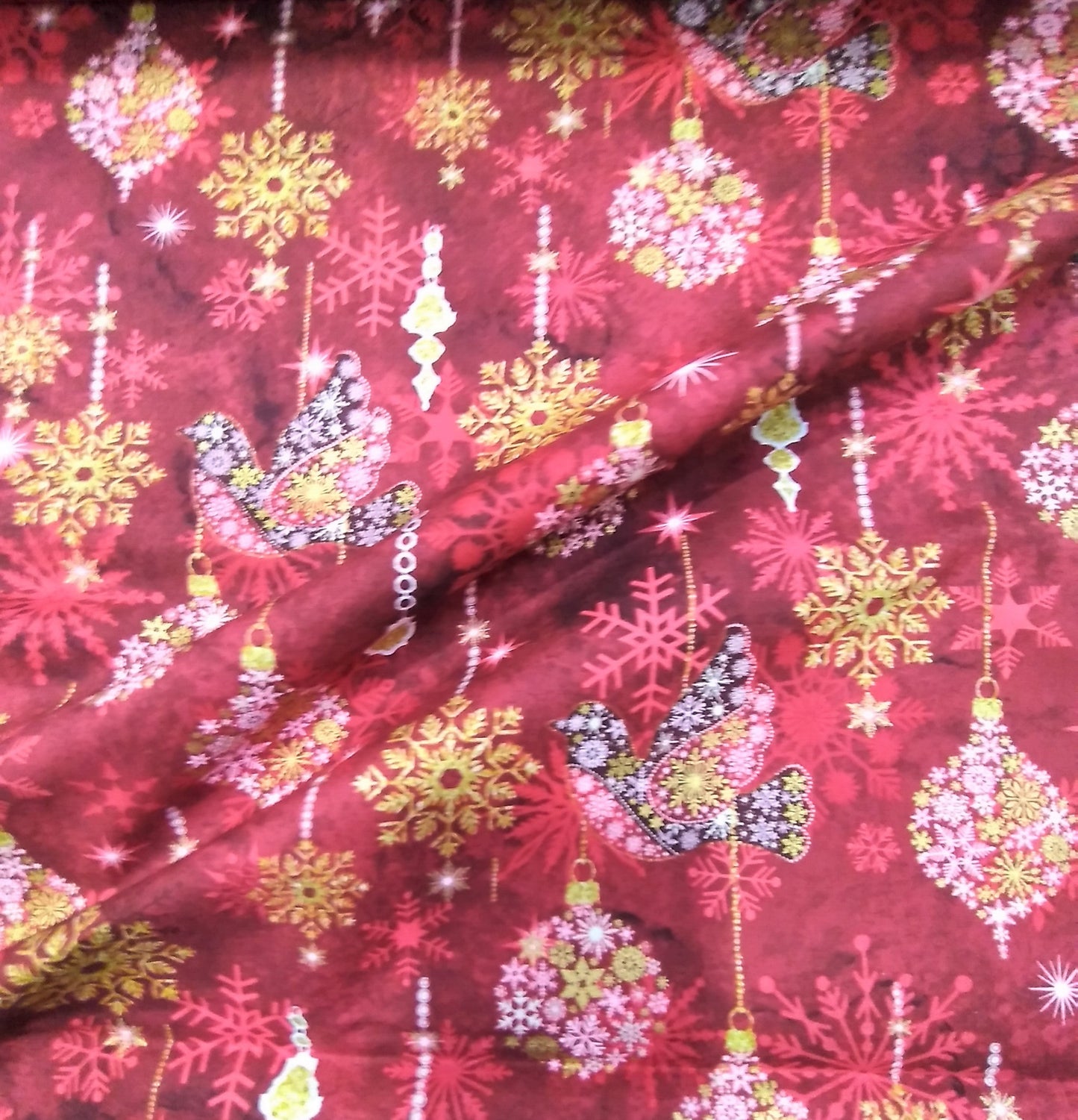 Stonehenge Christmas Joy - Baubles Red by Northcott 1/2yd Cuts