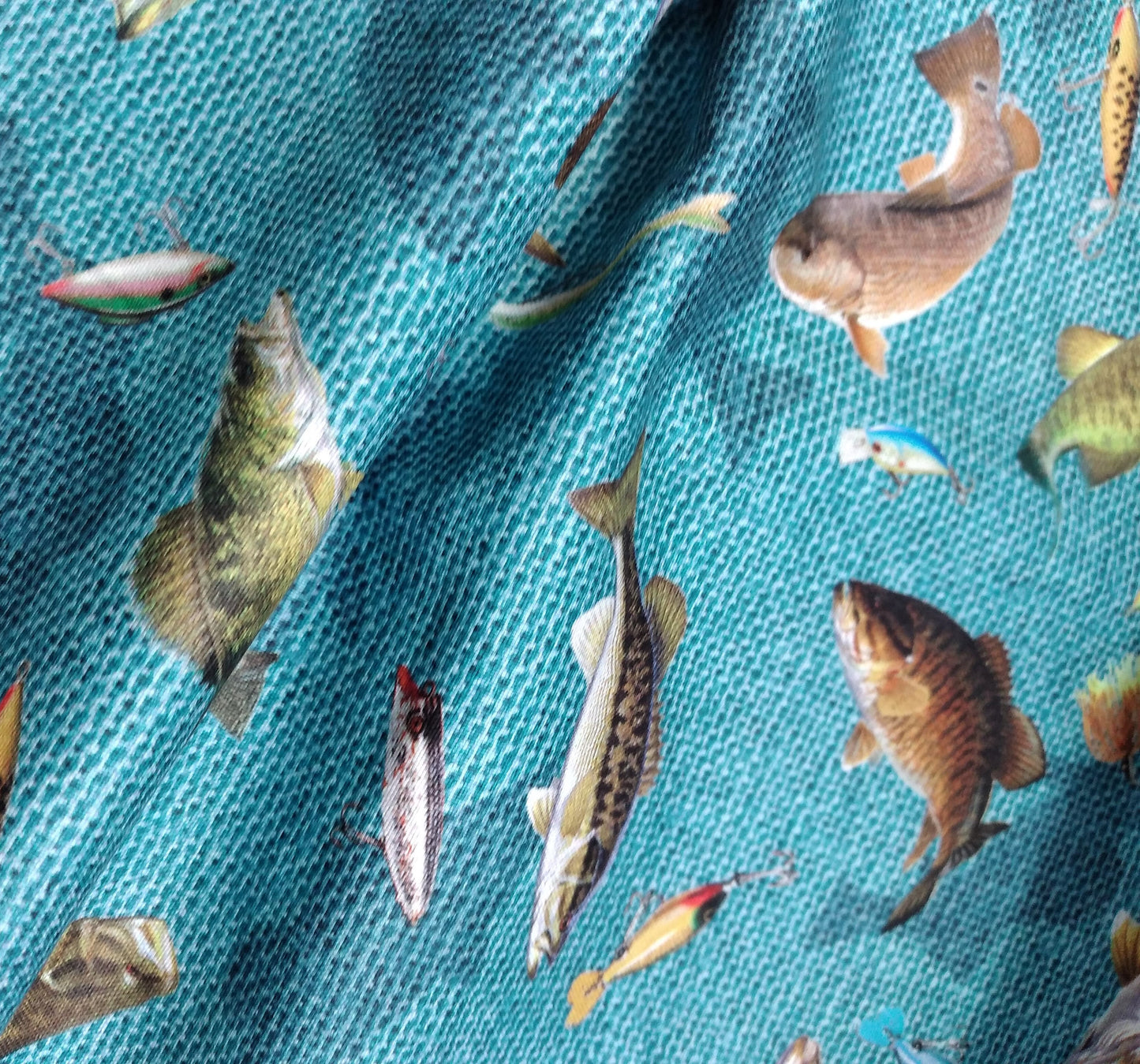 Hooked - Fish & Lures Blue Multi by Northcott 1/2yd Cuts