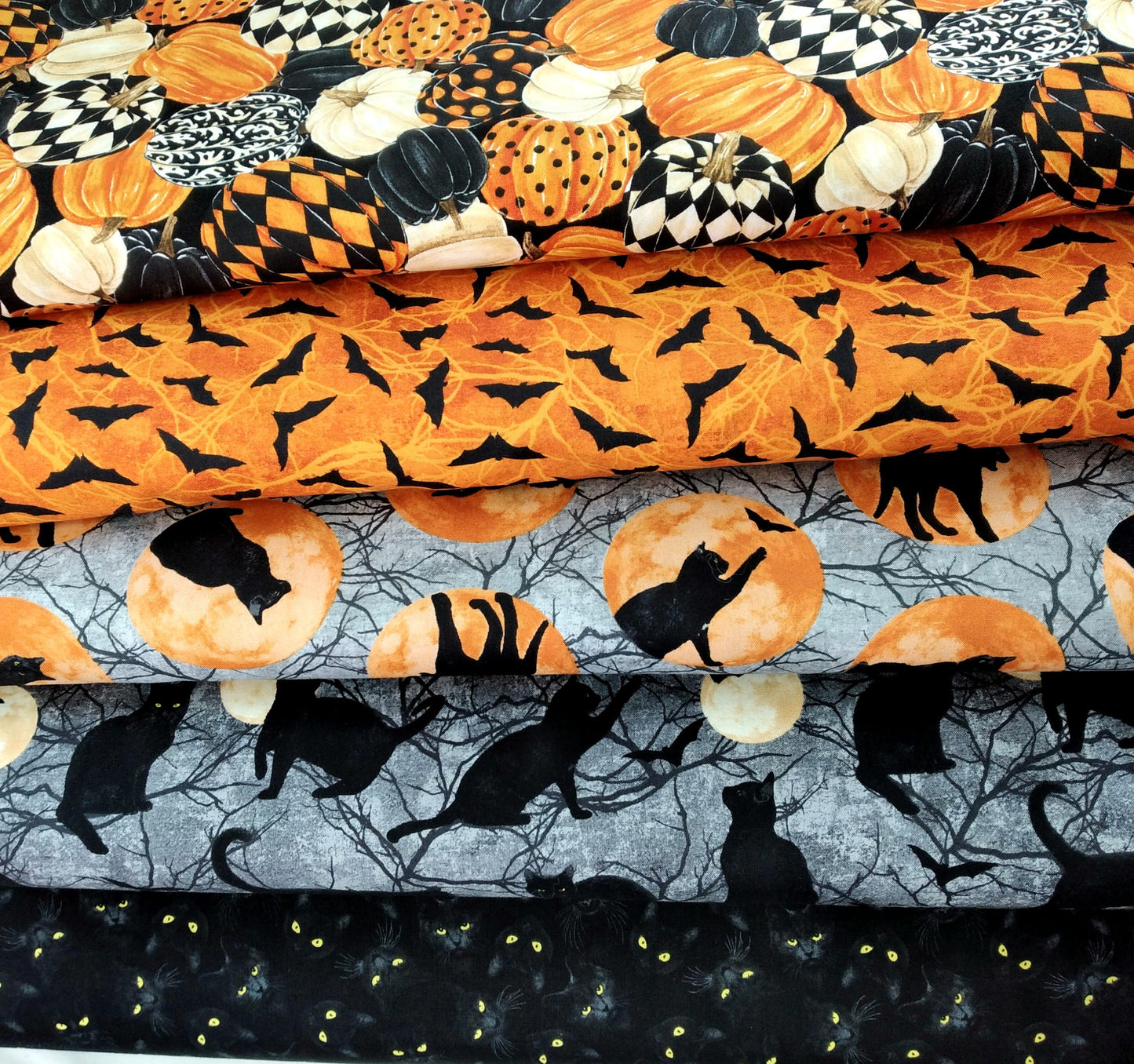 Black Cat Capers - Cats Chasing Moon by Northcott 1/2yd Cuts
