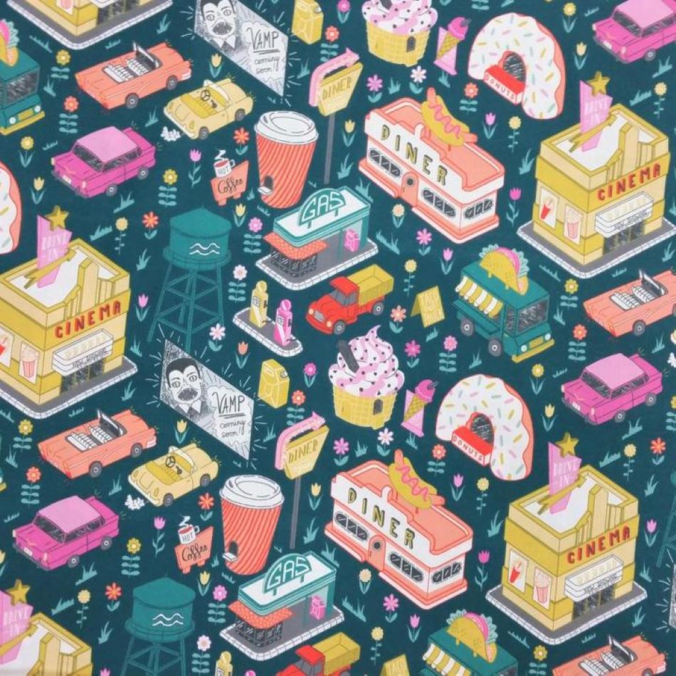 American Road Trip Multi by Figo Fabrics 1/2yd Cuts