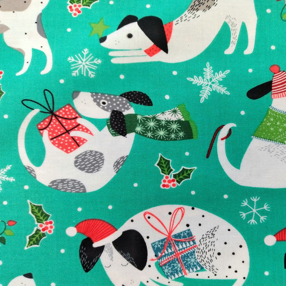 Santa Paws - Dogs (Turquoise) by Northcott Fabrics 1/2yd Cuts