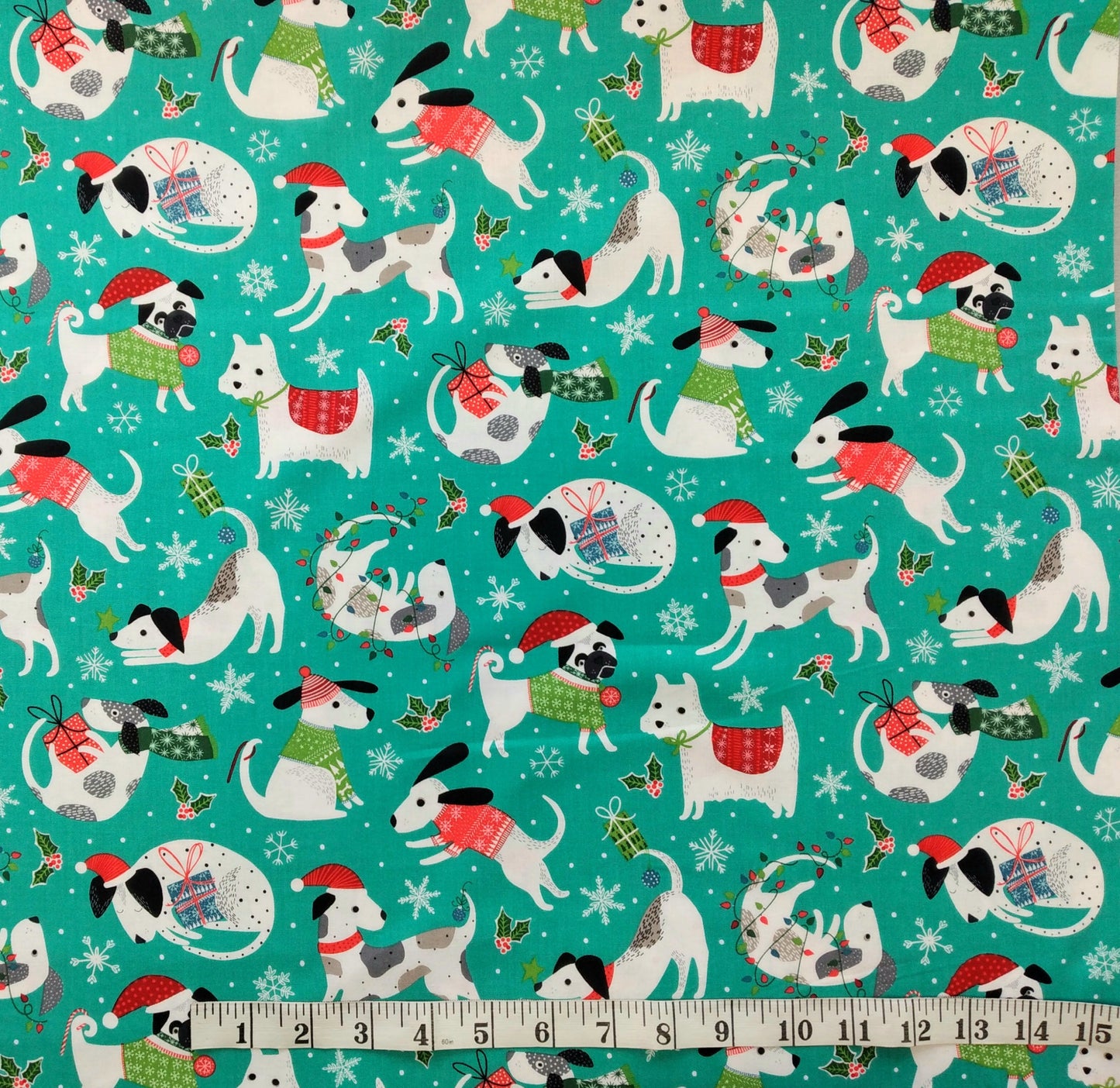 Santa Paws - Dogs (Turquoise) by Northcott Fabrics 1/2yd Cuts