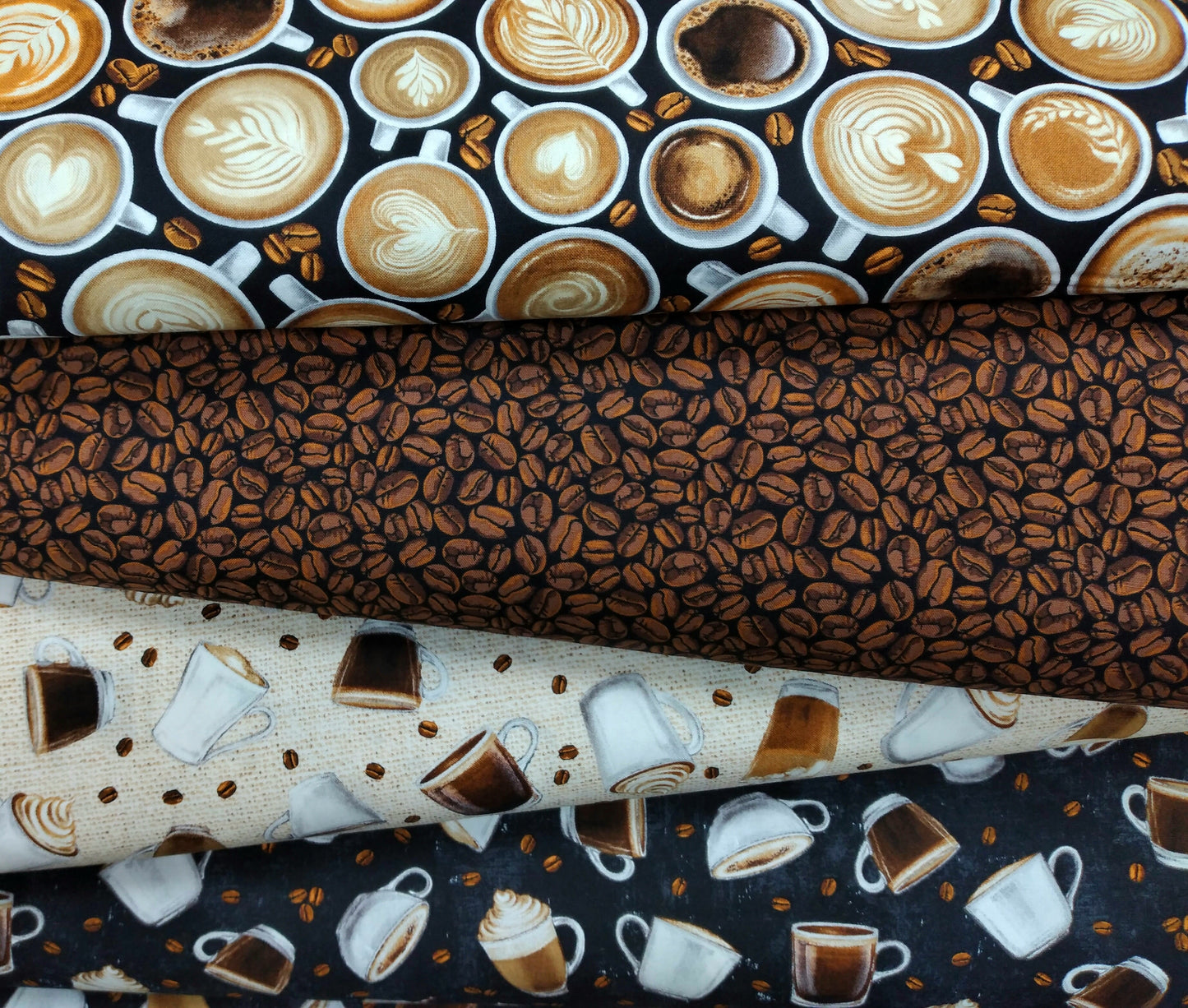 Cafe Culture - lookin' Down Coffee Cups by Northcott 1/2yd Cuts