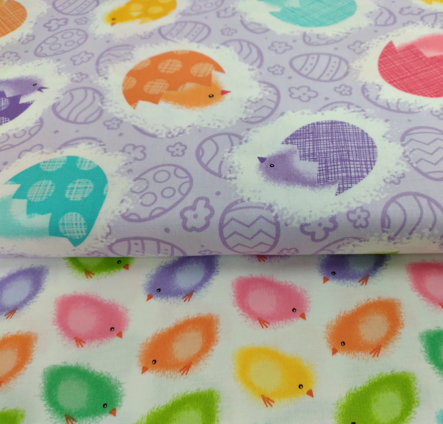 Spring Chickens Lavender by Northcott Fabrics 1/2yd Cuts 2 Coordinating Fabrics