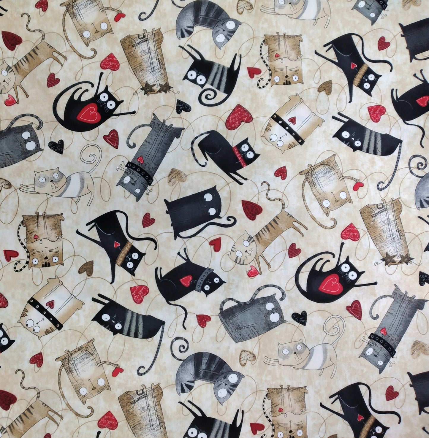 No Ordinary Cats - Tossed Cats - Cream Multi by Northcott 1/2yd Cuts