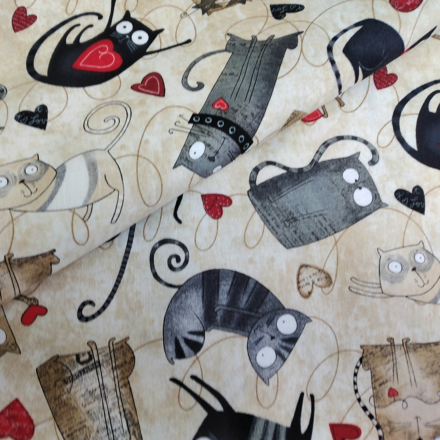 No Ordinary Cats - Tossed Cats - Cream Multi by Northcott 1/2yd Cuts