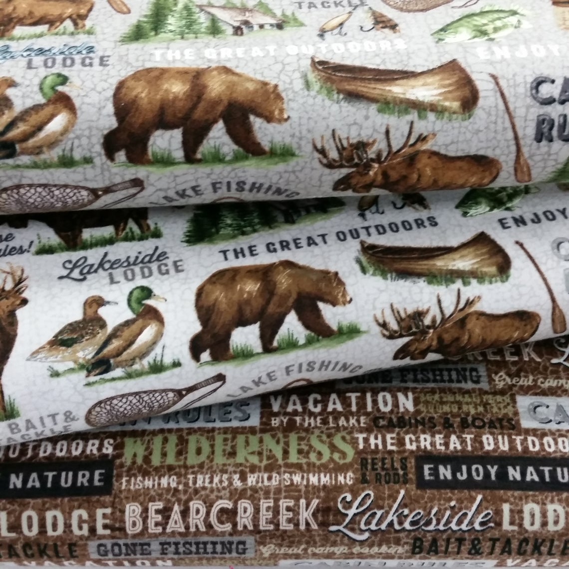 Lakeside Lodge - Brown Multi QUILTER'S FLANNEL by Northcott 1/2yd Cuts
