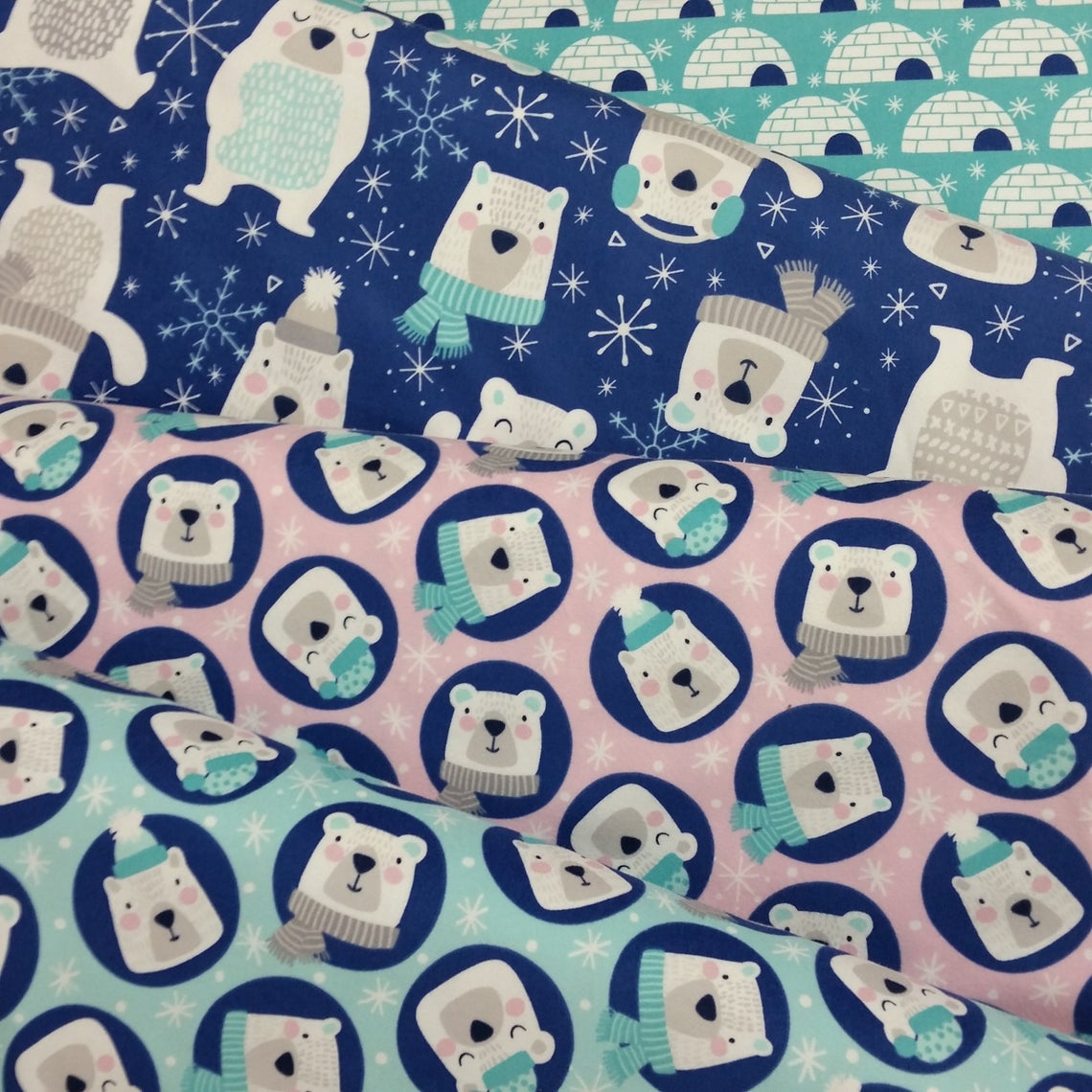 Frost Bite - Blue QUILTER'S FLANNEL by Northcott 1/2yd Cuts