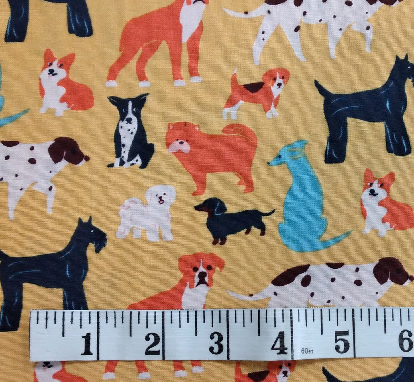 Simple Pleasure - Dogs Yellow Multi by 1/2yd Cuts