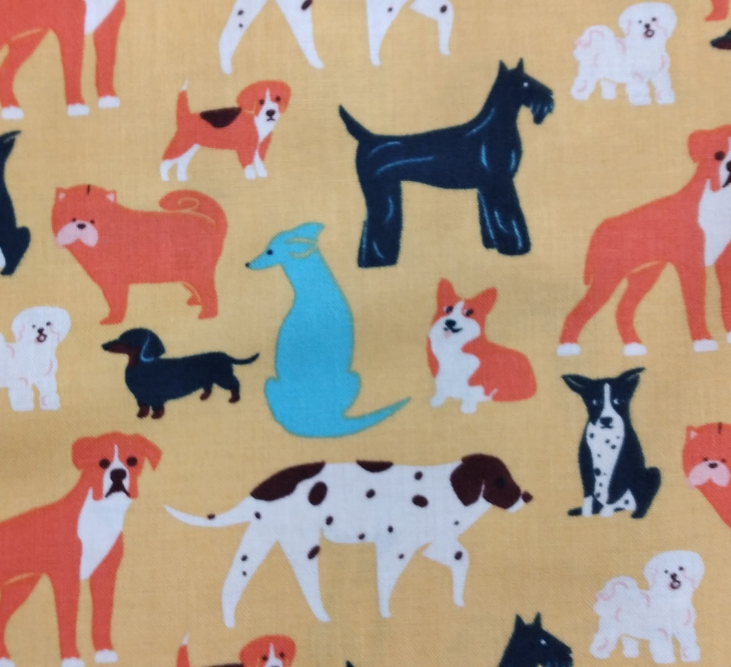 Simple Pleasure - Dogs Yellow Multi by 1/2yd Cuts