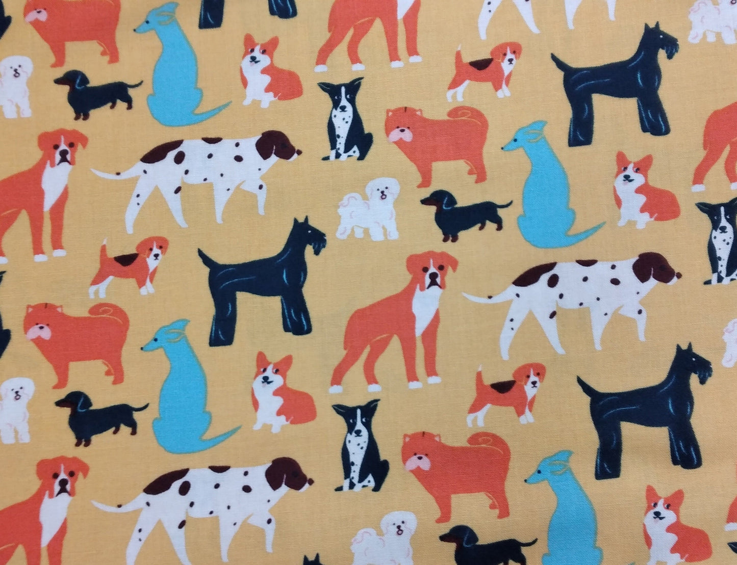 Simple Pleasure - Dogs Yellow Multi by 1/2yd Cuts