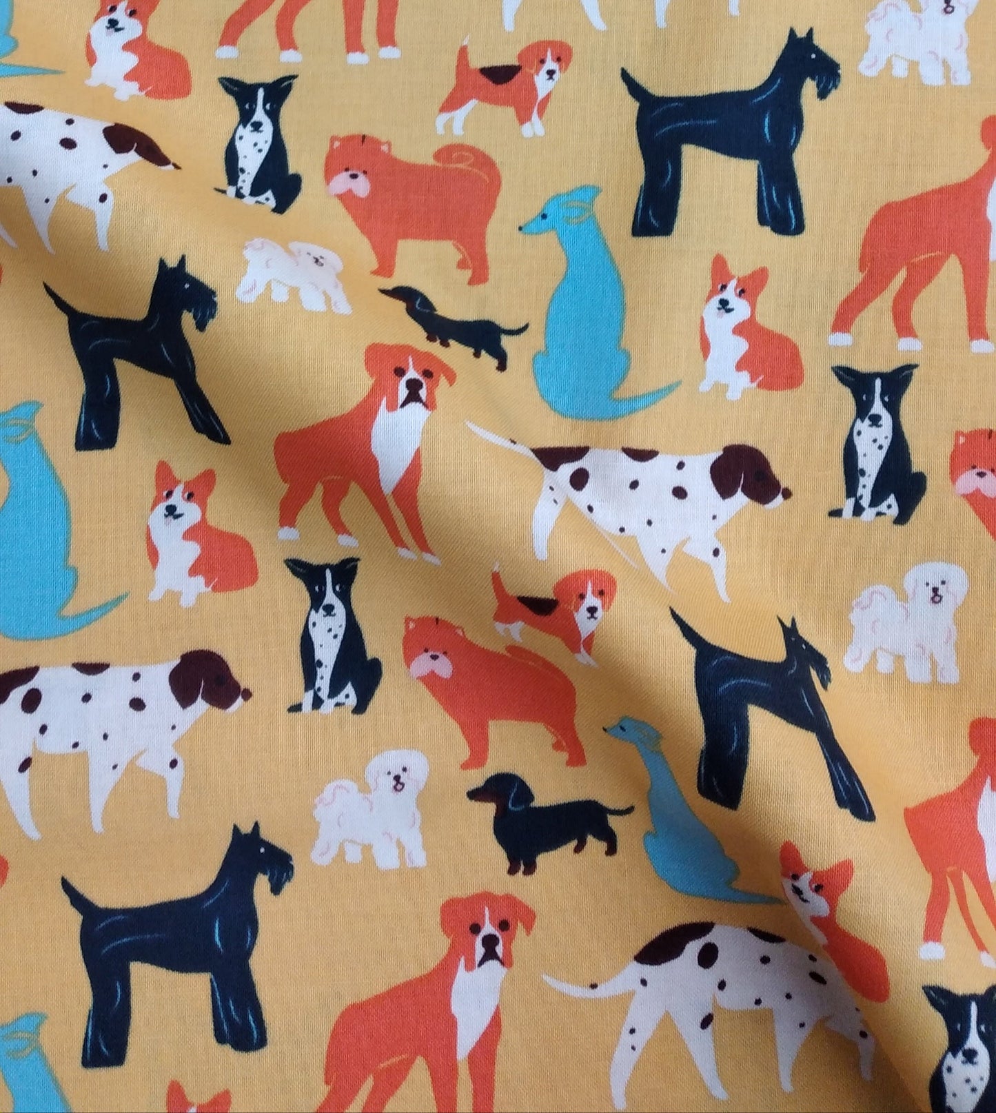 Simple Pleasure - Dogs Yellow Multi by 1/2yd Cuts