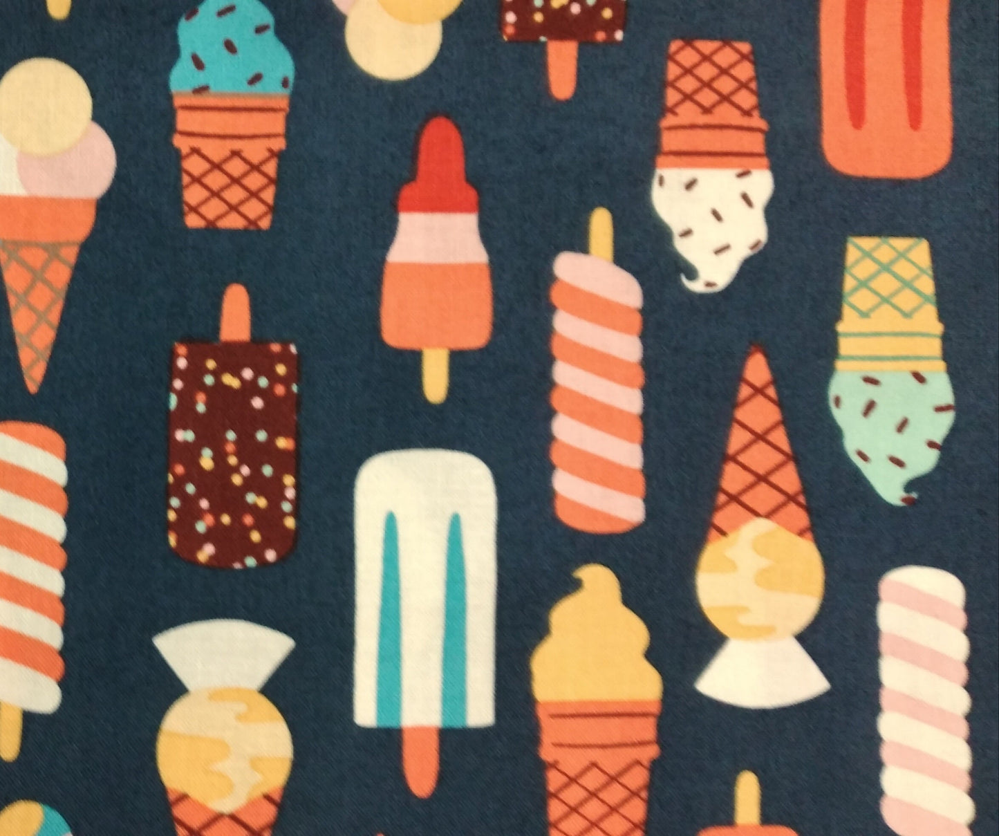 Ice Cream Navy Multi by Figo Fabrics 1/2yd Cuts