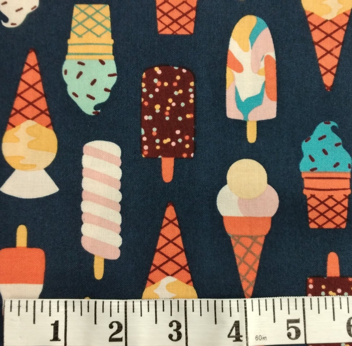 Ice Cream Navy Multi by Figo Fabrics 1/2yd Cuts