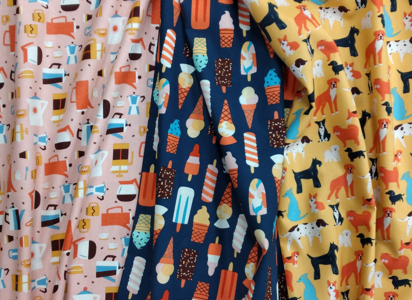 Ice Cream Navy Multi by Figo Fabrics 1/2yd Cuts