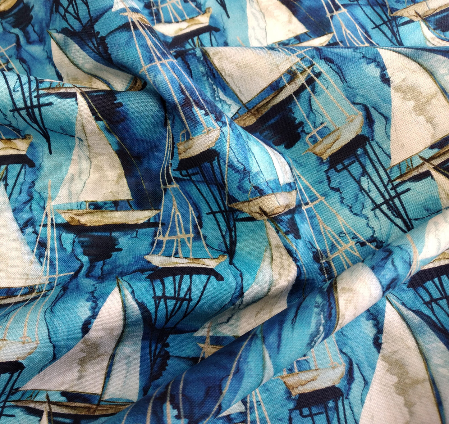 Sail Away - Indigo Multi Small Boats by Northcott 1/2yd Cuts
