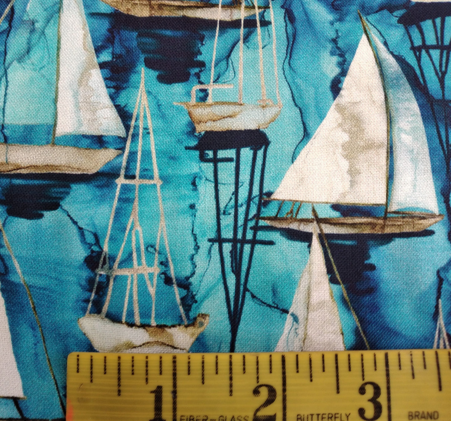 Sail Away - Indigo Multi Small Boats by Northcott 1/2yd Cuts