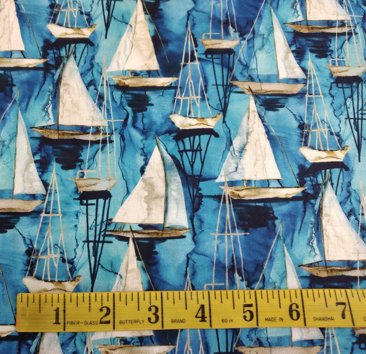 Sail Away - Indigo Multi Small Boats by Northcott 1/2yd Cuts