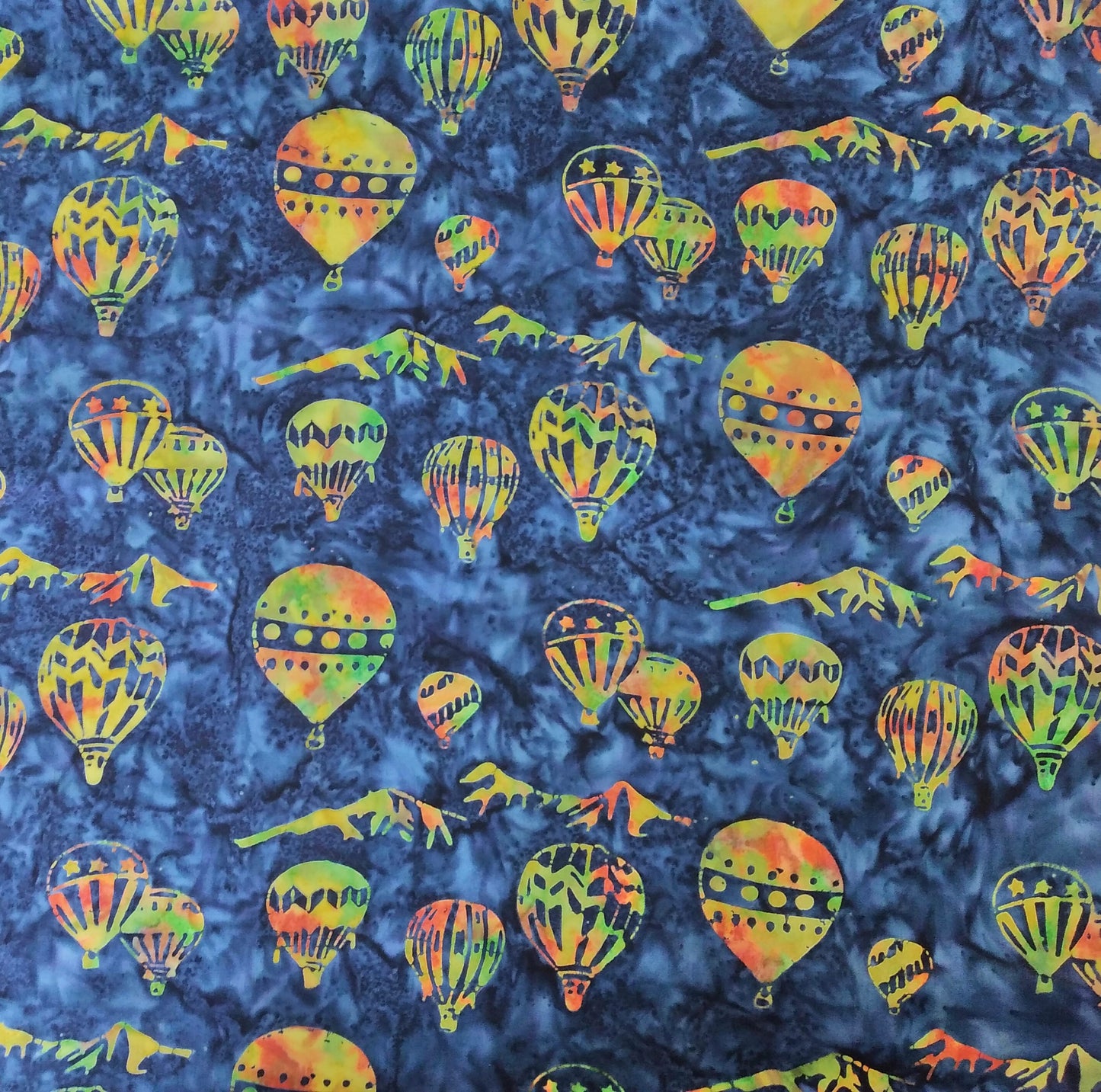 "Taking Flight - Balloons" BY BANYAN BATIKS COLOUR: 83160-48 Denim