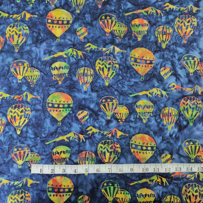 "Taking Flight - Balloons" BY BANYAN BATIKS COLOUR: 83160-48 Denim