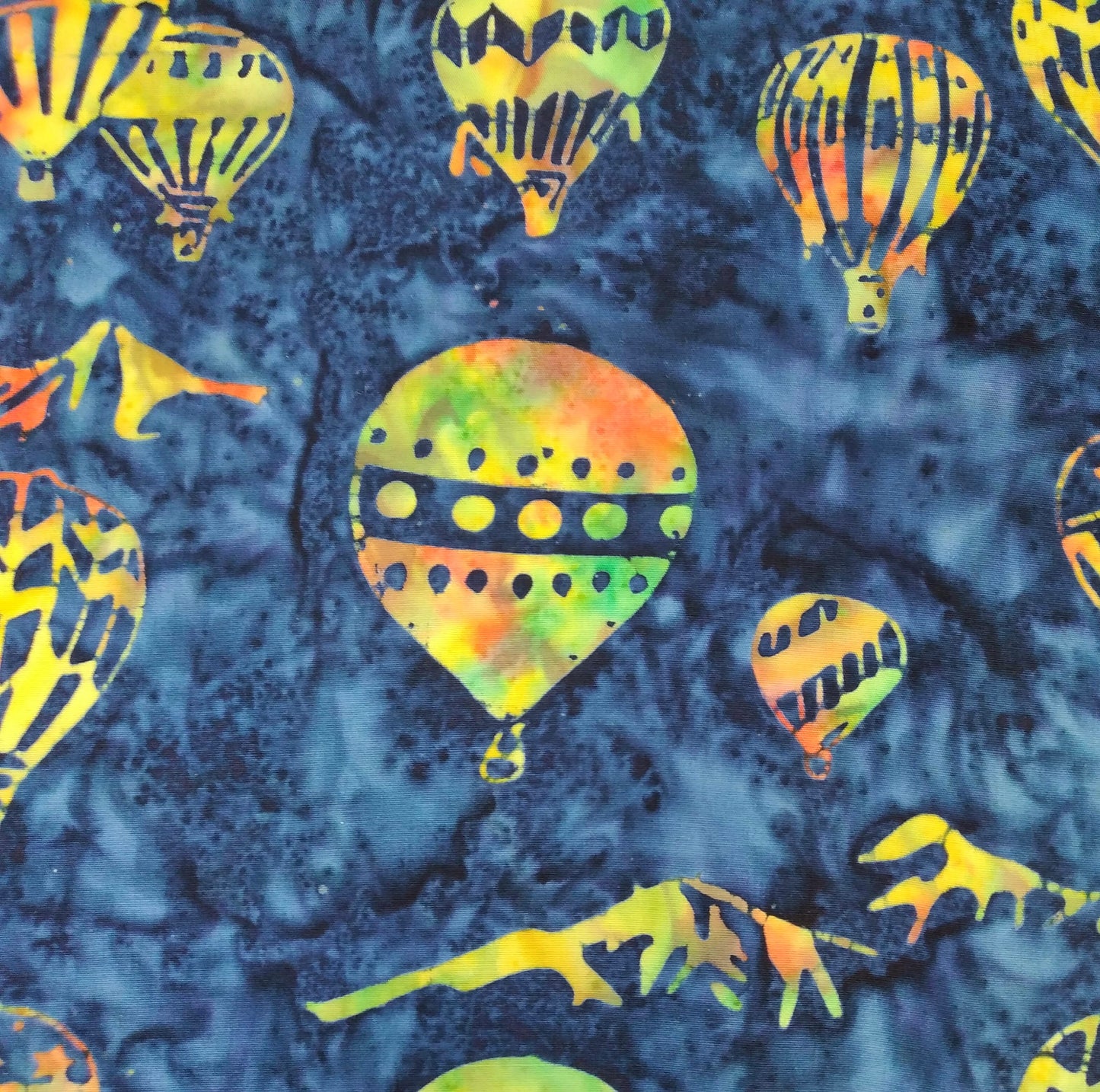 "Taking Flight - Balloons" BY BANYAN BATIKS COLOUR: 83160-48 Denim