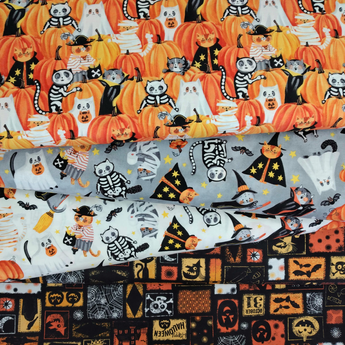 The Boo Crew 4 Pieces 1/2yd Cuts Coordinating Fabrics by Northcott Fabrics