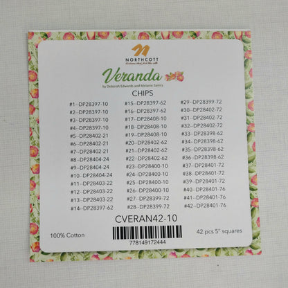 Veranda Chip pack, 42 -  5"x 5" Squares from the Veranda Collection at Northcott (Copy)