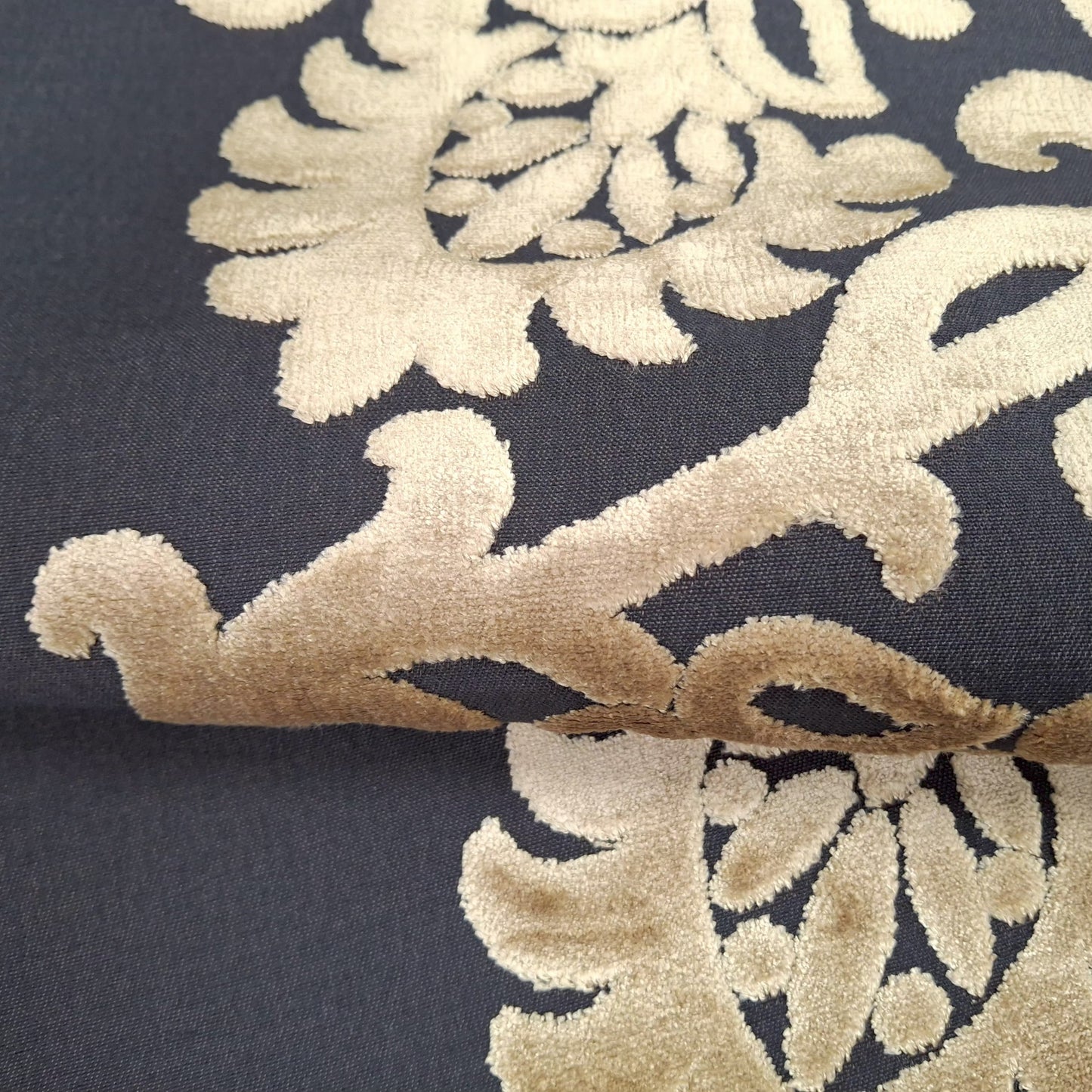 Balfour Onyx Cut Velvet Upholstery Fabric