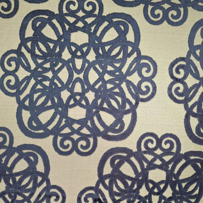 Mandala Midnight Cut Velvet Upholstery Fabric