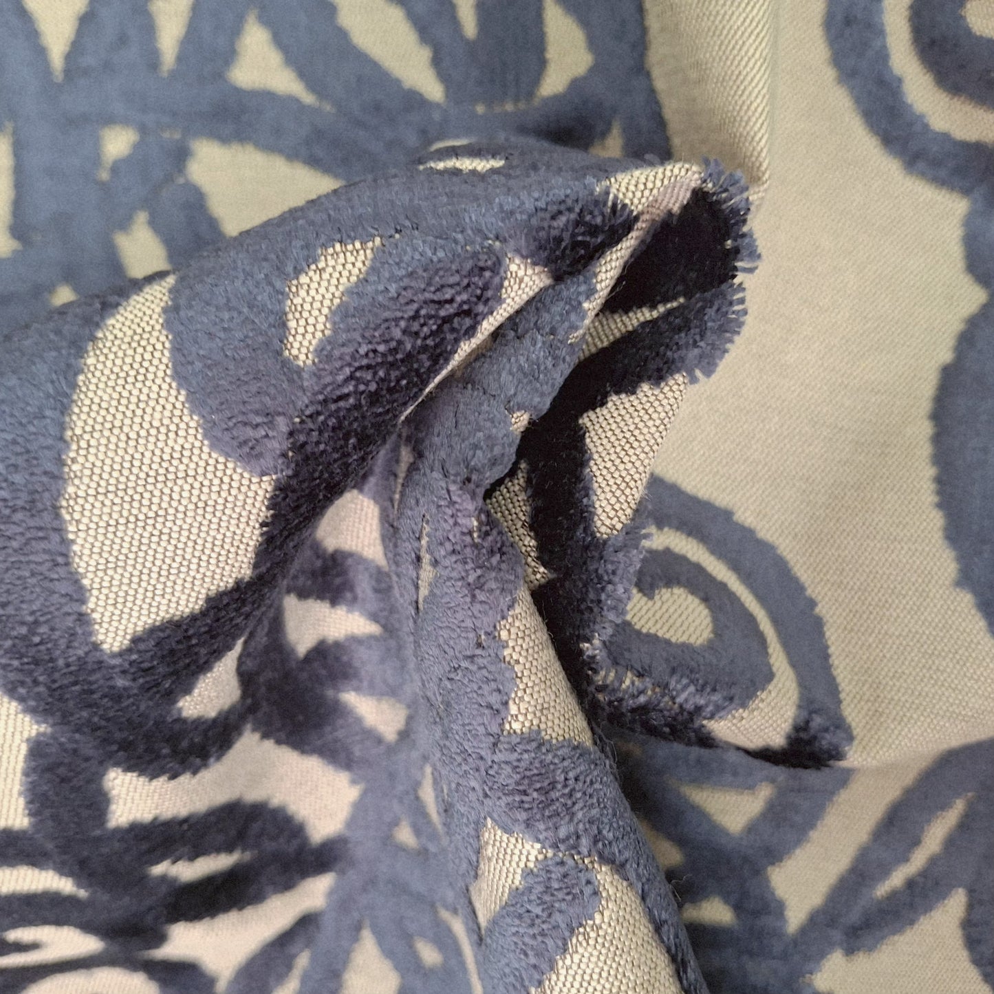 Mandala Midnight Cut Velvet Upholstery Fabric