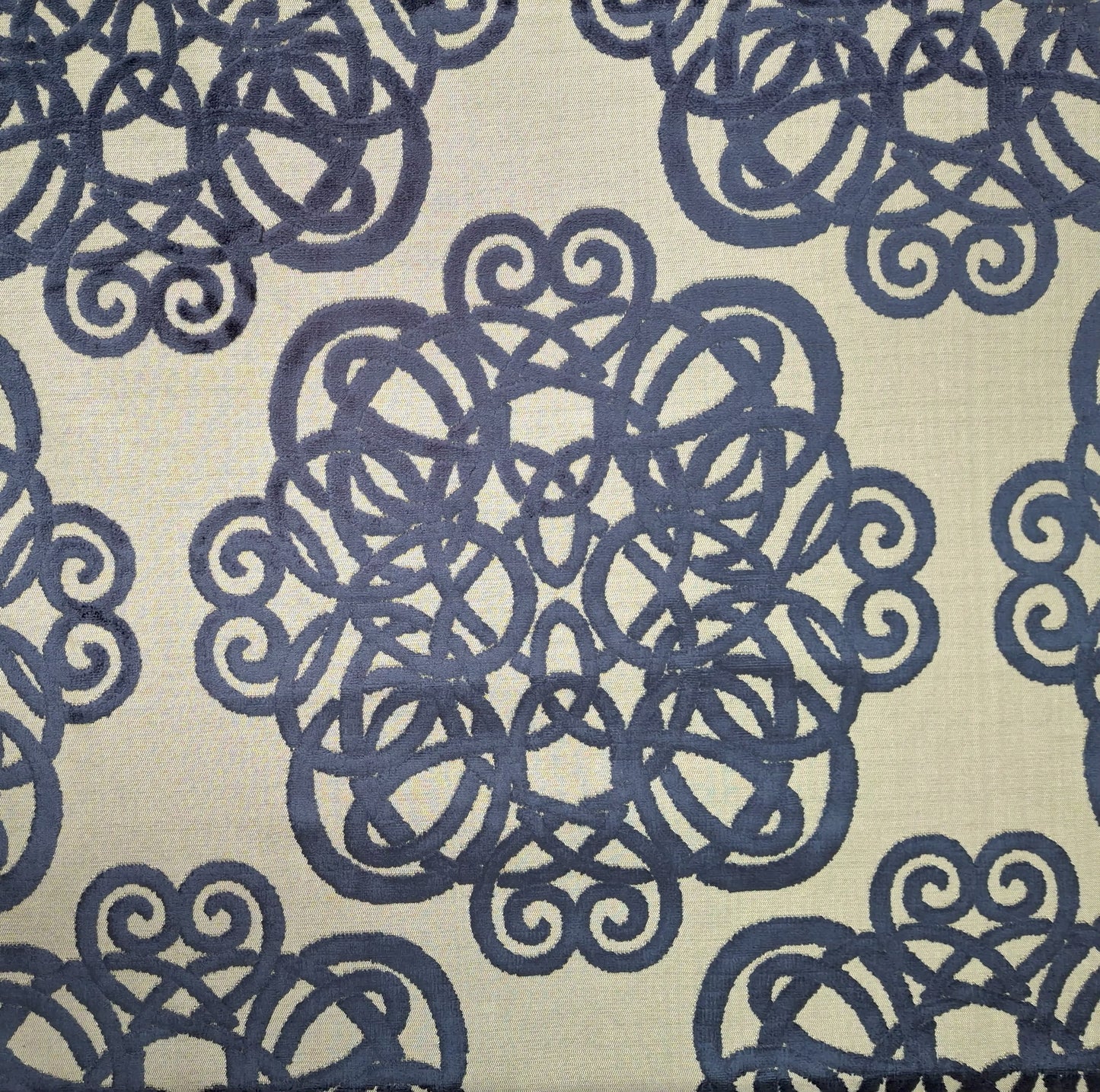 Mandala Midnight Cut Velvet Upholstery Fabric