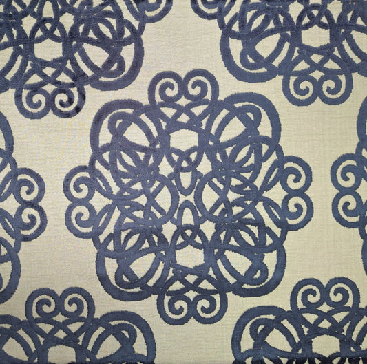 Mandala Midnight Cut Velvet Upholstery Fabric