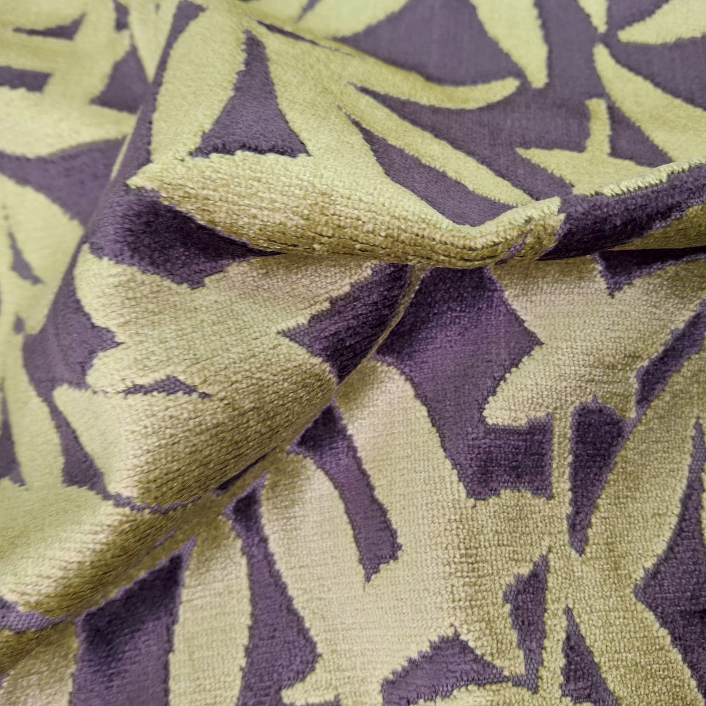 Spring Leaf, Green Tea Cut Velvet Upholstery Fabric