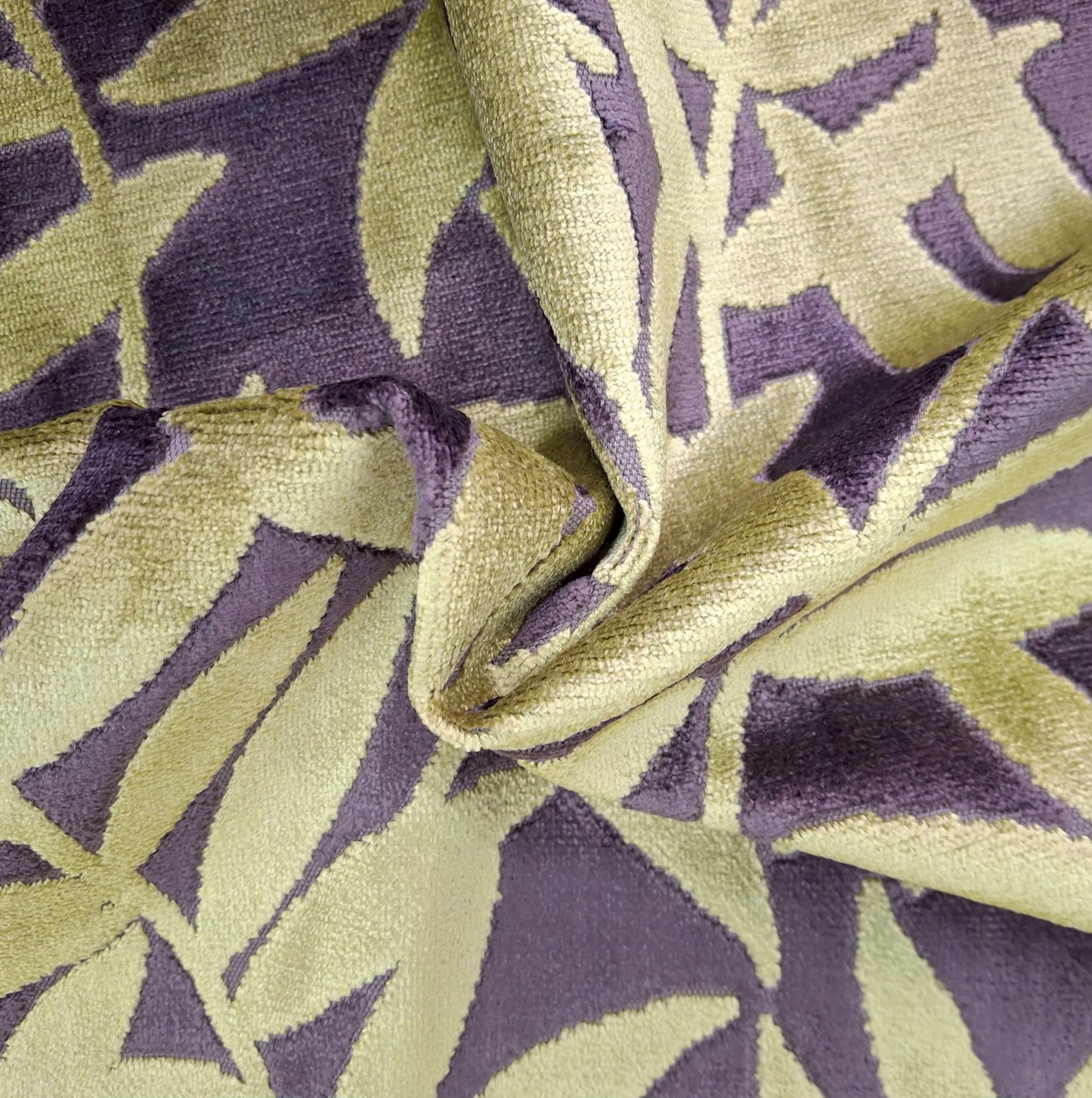 Spring Leaf, Green Tea Cut Velvet Upholstery Fabric