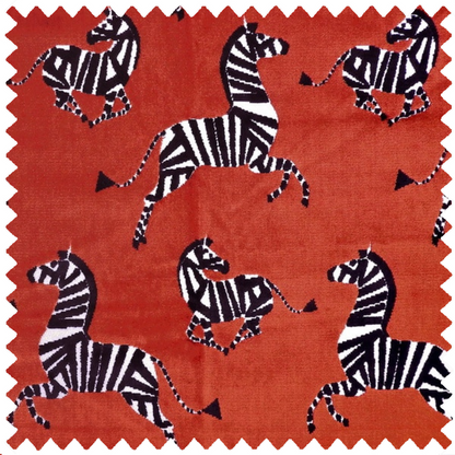 luxury velvet for upholstery with a leaping dancing zebra in black and white. Fabric by the yard