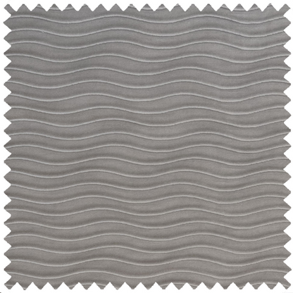 mini pleated velvet wave pattern upholstery fabric in grey smoke