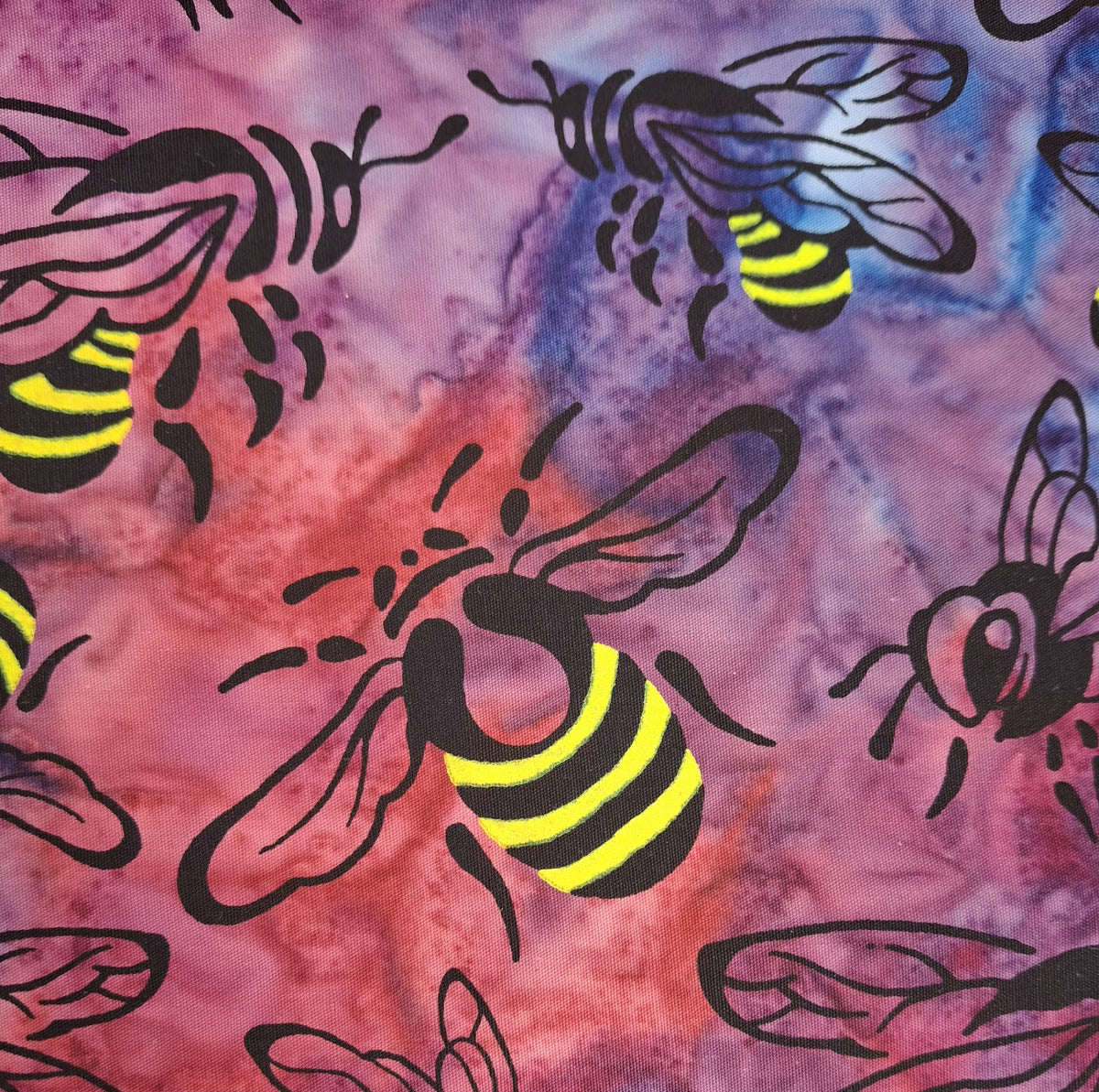 Buzzy Bee, Bees Magenta Multi 100% Cotton for Banyan Batiks 1/2yd Cuts