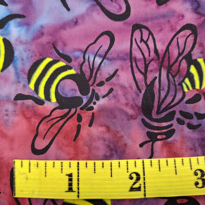 Buzzy Bee, Bees Magenta Multi 100% Cotton for Banyan Batiks 1/2yd Cuts