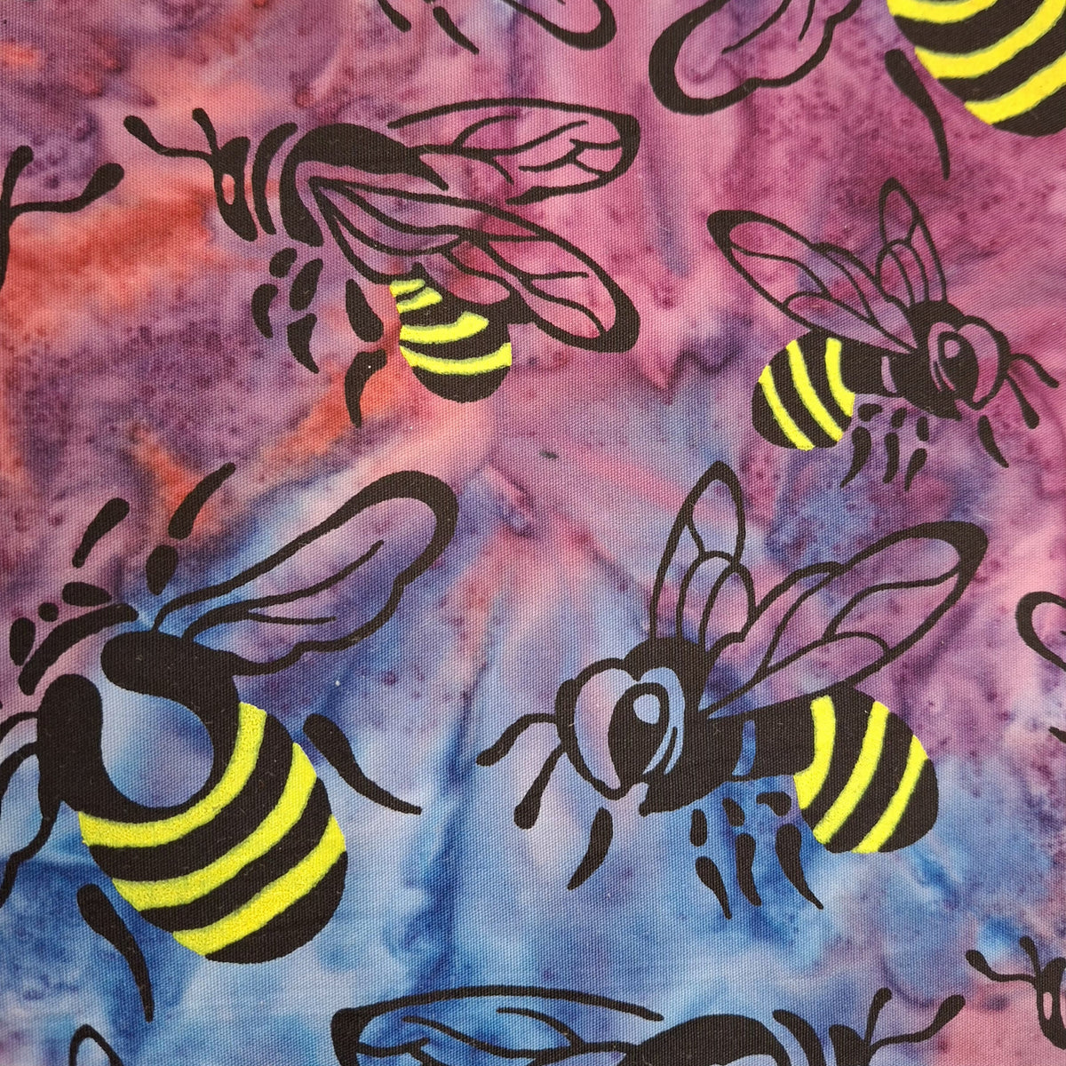 Buzzy Bee, Bees Magenta Multi 100% Cotton for Banyan Batiks 1/2yd Cuts