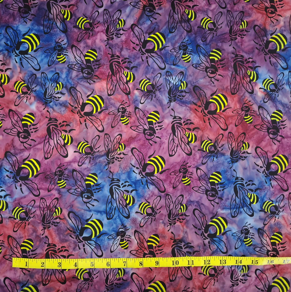Buzzy Bee, Bees Magenta Multi 100% Cotton for Banyan Batiks 1/2yd Cuts