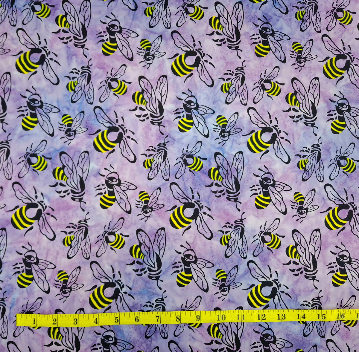 Buzzy Bee, Bees Lilac 100% Cotton for Banyan Batiks 1/2yd Cuts